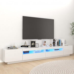 vidaXL Mueble Para Tv Con Luces Led Blanco Brillante 260x35x40 Cm