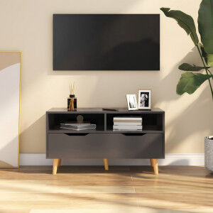 vidaXL Mueble Para Tv De Aglomerado Gris 90x40x48.5 Cm