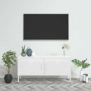 vidaXL Mueble Para Tv De Acero Blanco 105x35x50 Cm