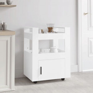 vidaXL Carrito De Cocina Madera Contrachapada Blanco 60x45x80 Cm