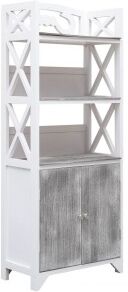 vidaXL Mueble De Cuarto Baño Madera Paulownia Blanco Gris 46x24x116 Cm