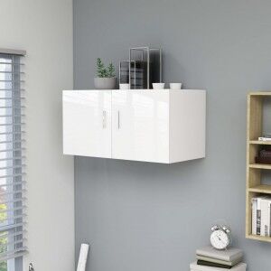 vidaXL Armario De Pared Aglomerado Blanco Brillante 80x39x40 Cm