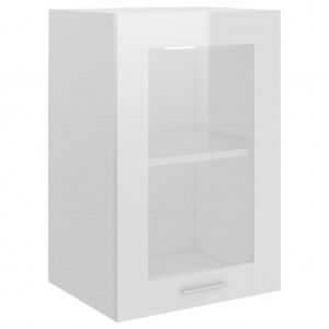 vidaXL Armario Colgante Cristal Contrachapada Blanco Brillo 40x31x60cm