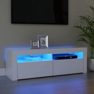 vidaXL Mueble Para Tv Con Luces Led Blanco 120x35x40 Cm