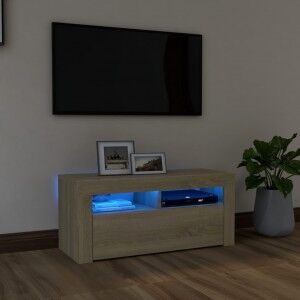 vidaXL Mueble De Tv Con Luces Led Roble Sonoma 90x35x40 Cm