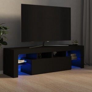 vidaXL Mueble De Tv Con Luces Led Negro 140x36.5x40 Cm
