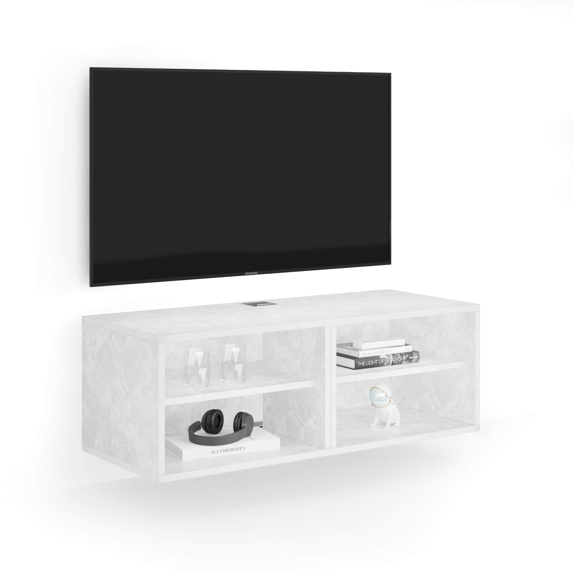 Mobili Fiver Mueble TV suspendido X, color cemento blanco