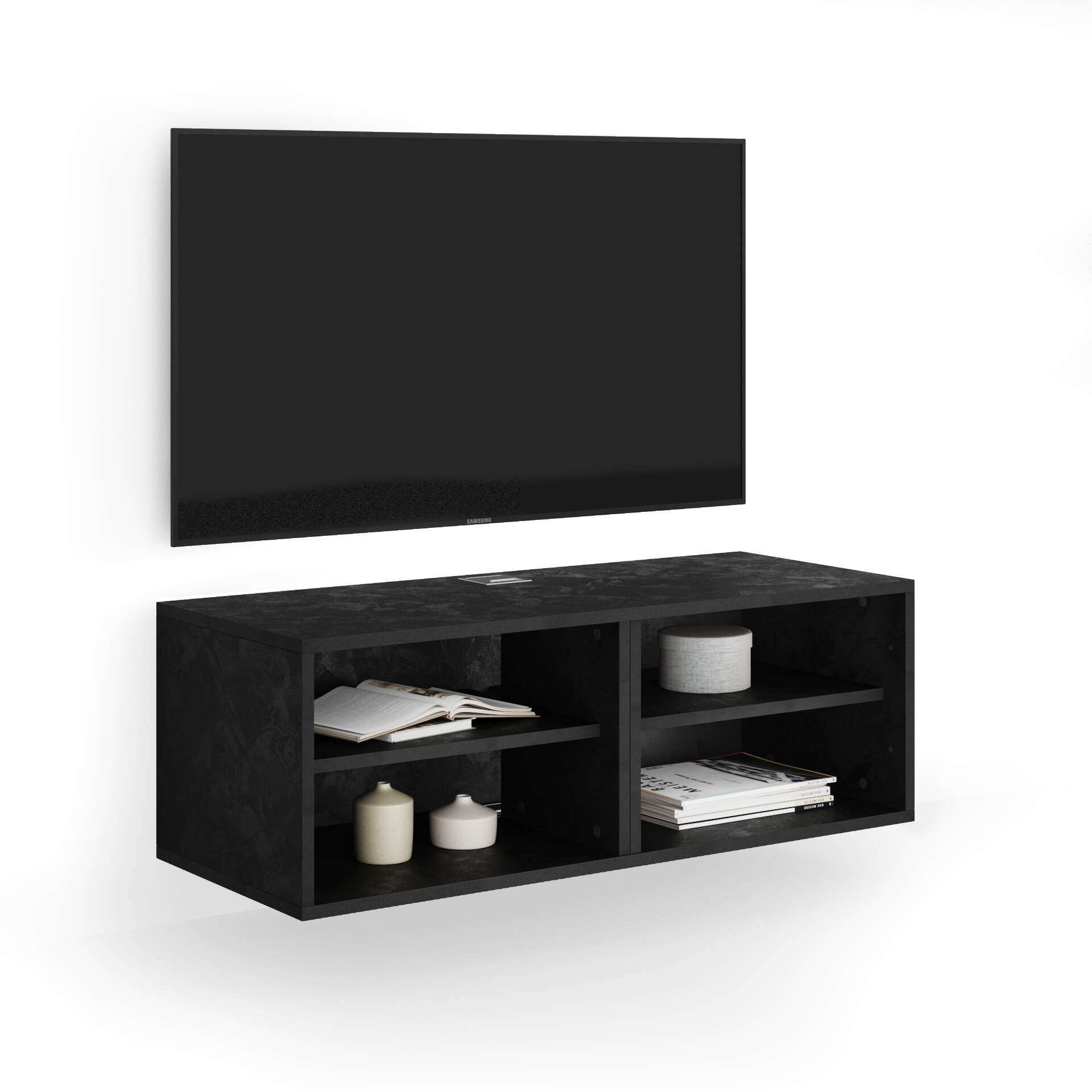 Mobili Fiver Mueble TV suspendido X, color cemento negro