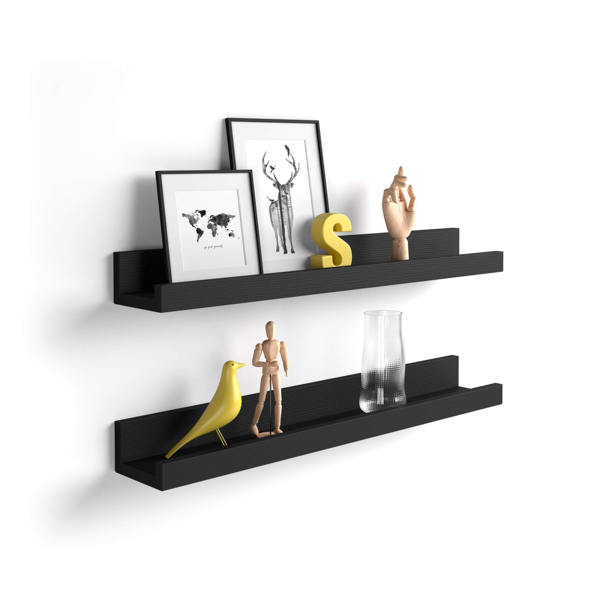 Mobili Fiver Par de estantes para cuadros First, 80 cm, color Madera negra