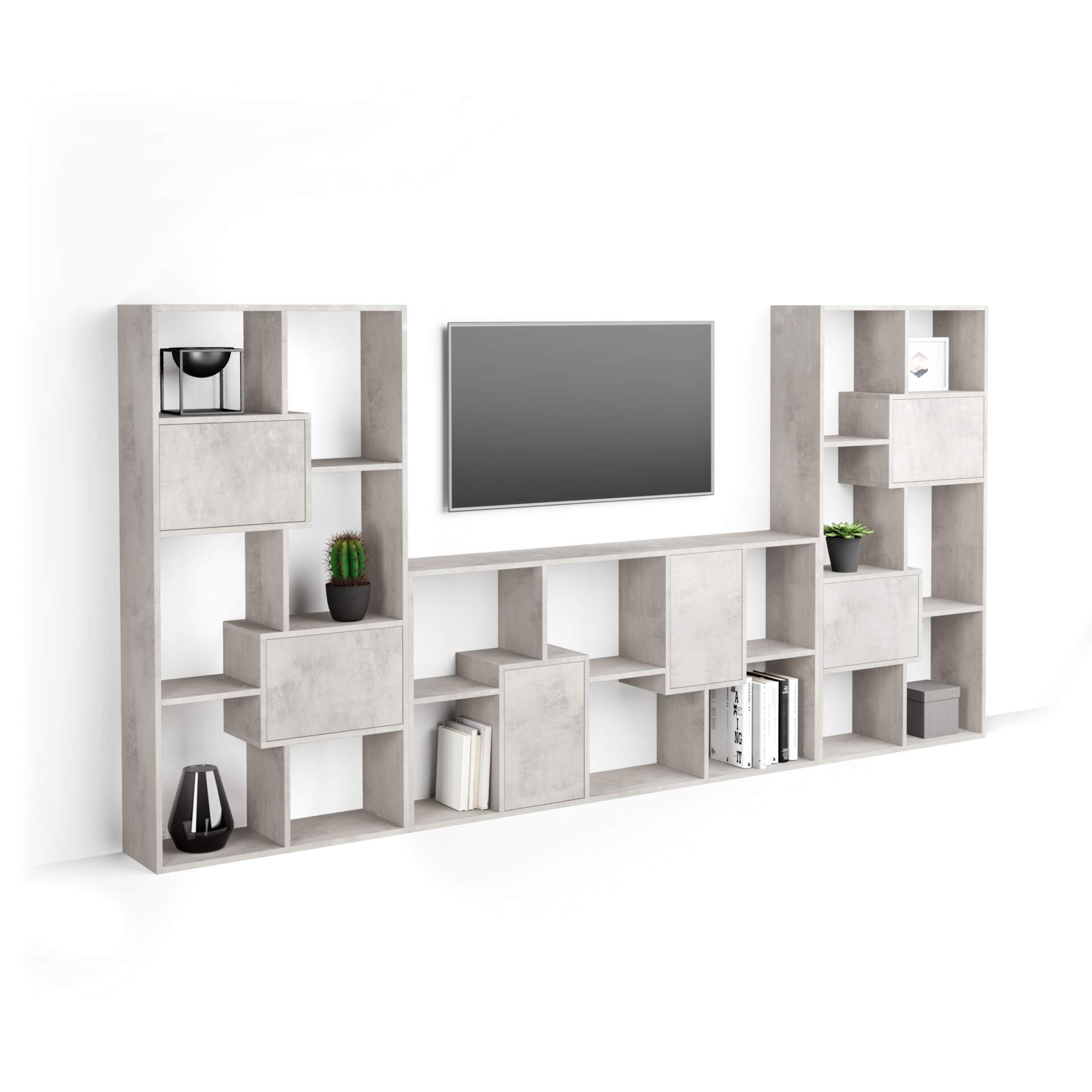 Mobili Fiver Mueble de TV con puertas Iacopo, color Cemento gris