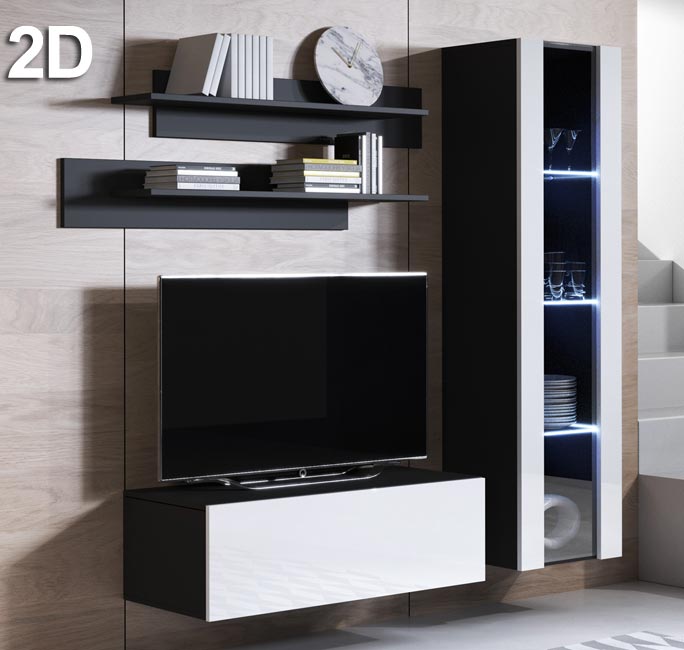 Conjunto de muebles Luke 2D negro y blanco (1,6m)