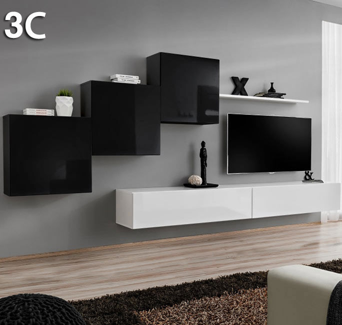 Conjunto de muebles Berit 3C blanco y negro (3,3m)