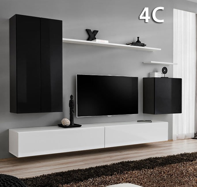 Conjunto de muebles Berit 4C blanco y negro (2,7m)