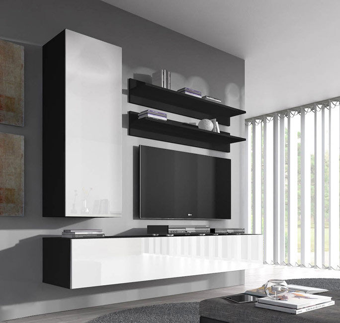 Conjunto muebles Nora negro y blanco modelo 4