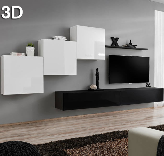 Conjunto de muebles Berit 3D negro y blanco (3,3m)