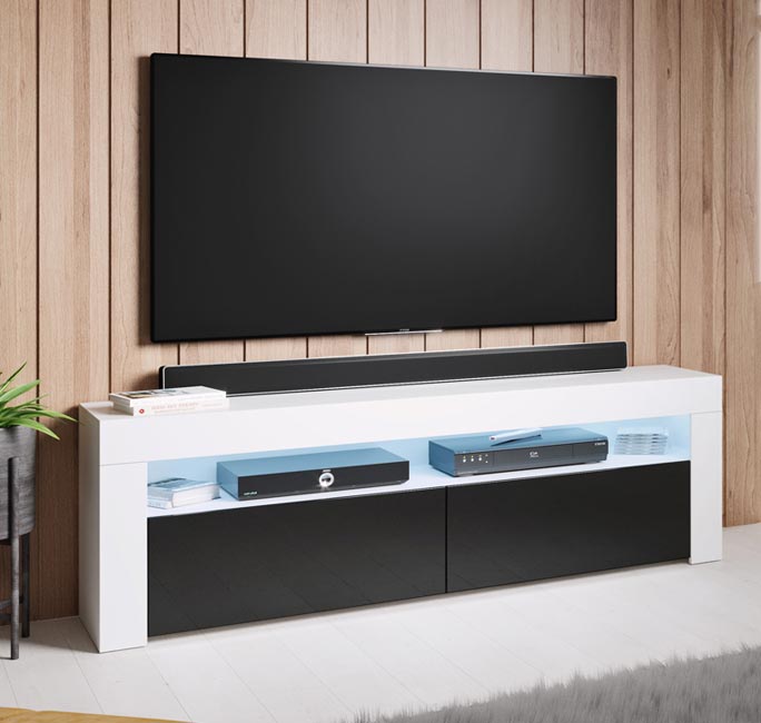 Mueble TV modelo Aker (140x50,5cm) color blanco y negro
