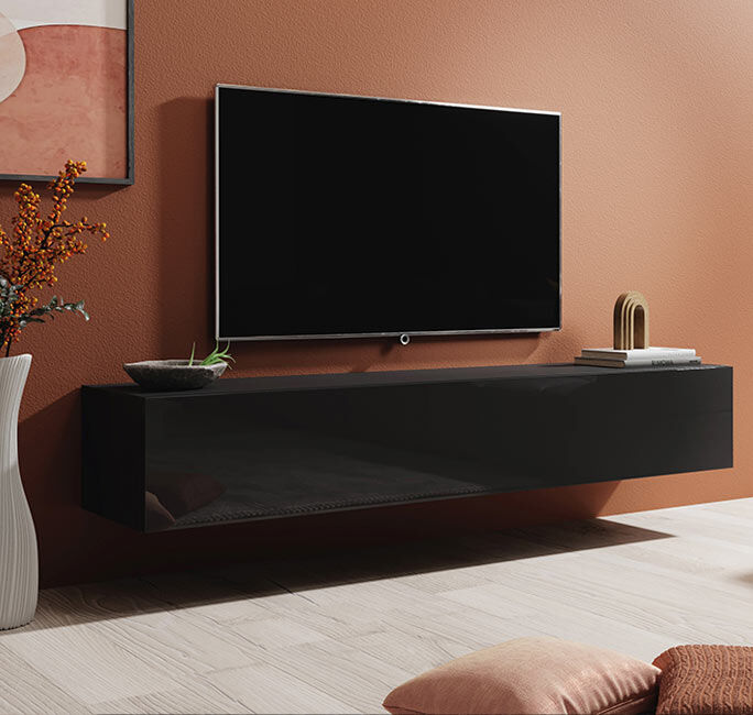 Mueble TV modelo Berit 180x30 en color negro