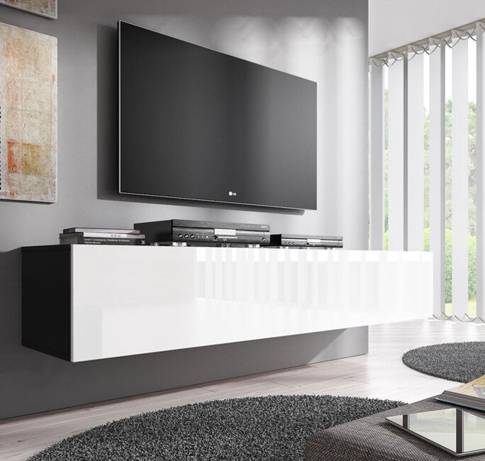 Mueble TV modelo Nora H2 (160 cm) en color negro con blanco
