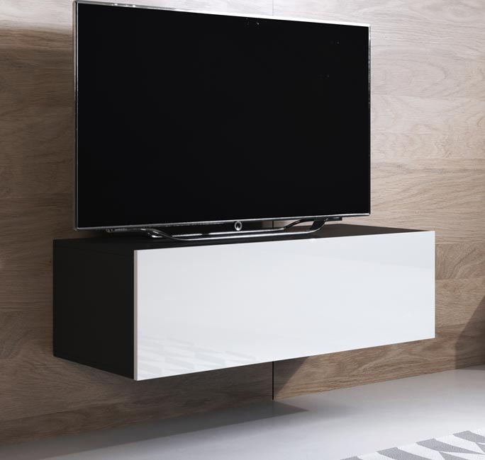 Mueble TV modelo Luke H1 (100x30cm) color negro y blanco