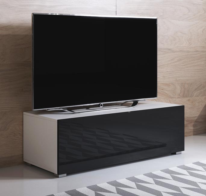 Mueble TV modelo Luke H1 (100x32cm) color blanco y negro con patas estándar