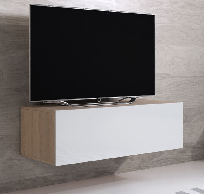 Mueble TV modelo Luke H1 (100x30cm) color sonoma y blanco