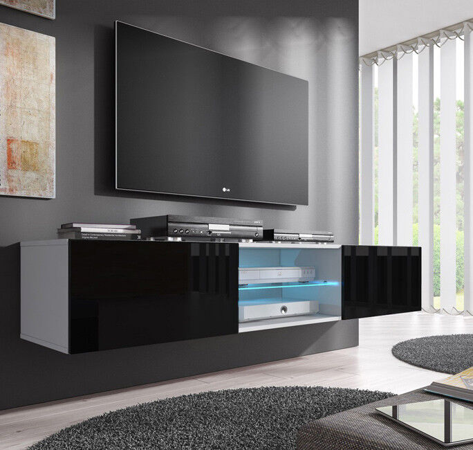 Mueble TV modelo Tibi (160 cm) en color blanco y negro