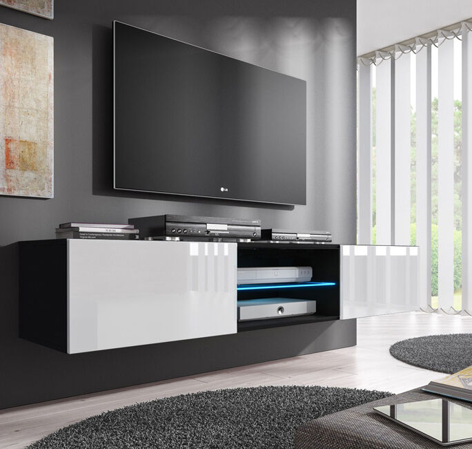 Mueble TV modelo Tibi (160 cm) en color negro y blanco