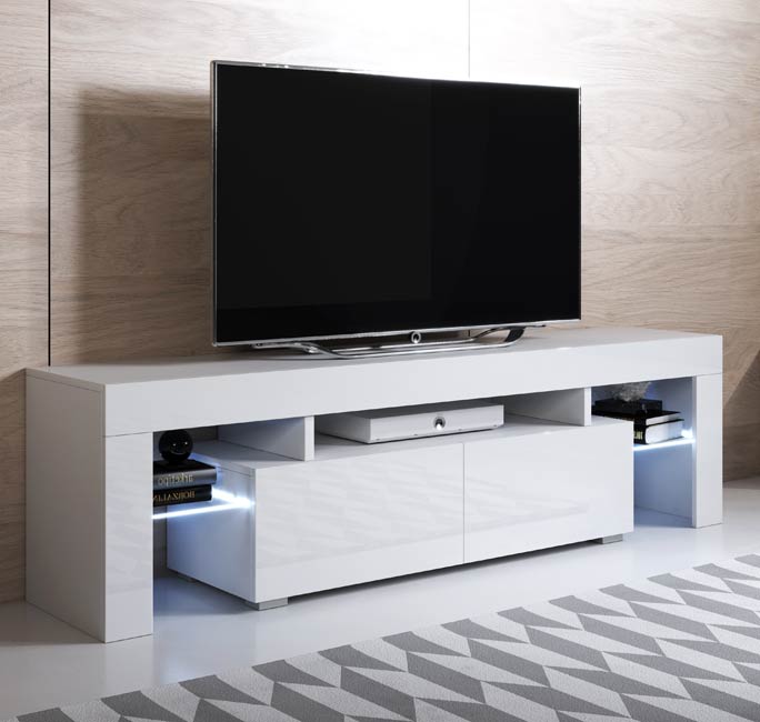Mueble TV modelo Unai (160x45cm) color blanco con LED RGB