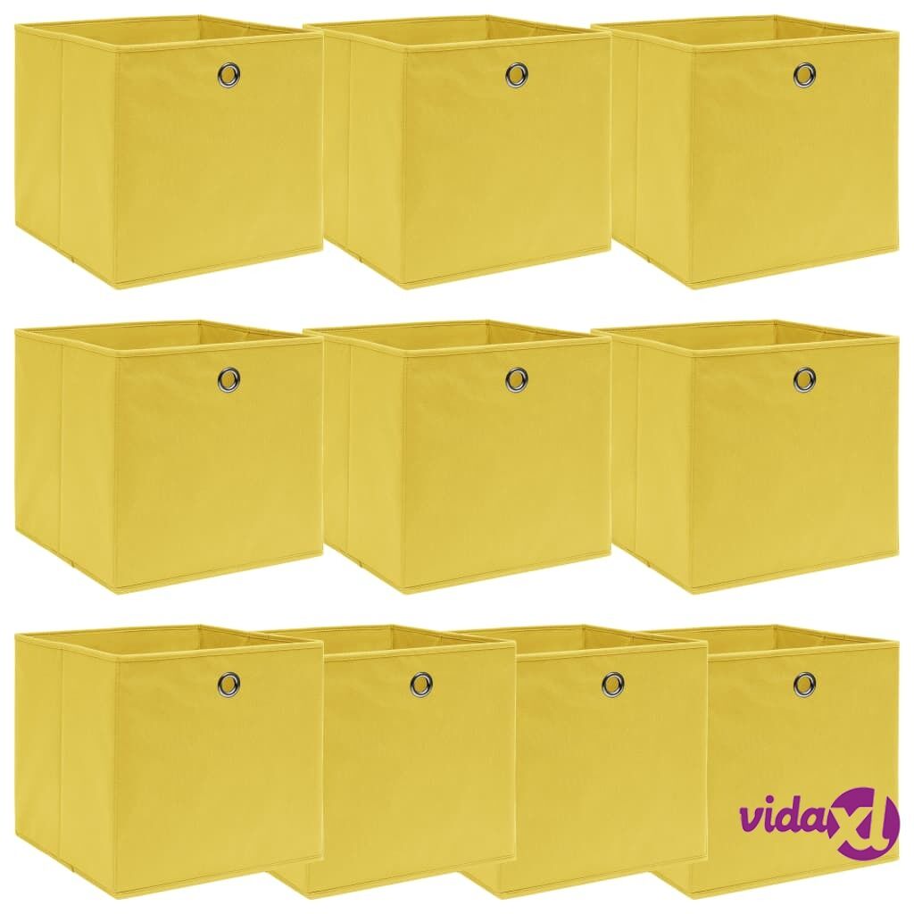 vidaXL Säilytyslaatikot 10 kpl keltainen 32x32x32 cm kangas