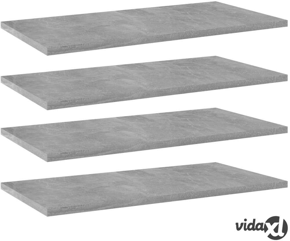 vidaXL Kirjahyllytasot 4 kpl betoninharmaa 60x30x1,5 cm lastulevy