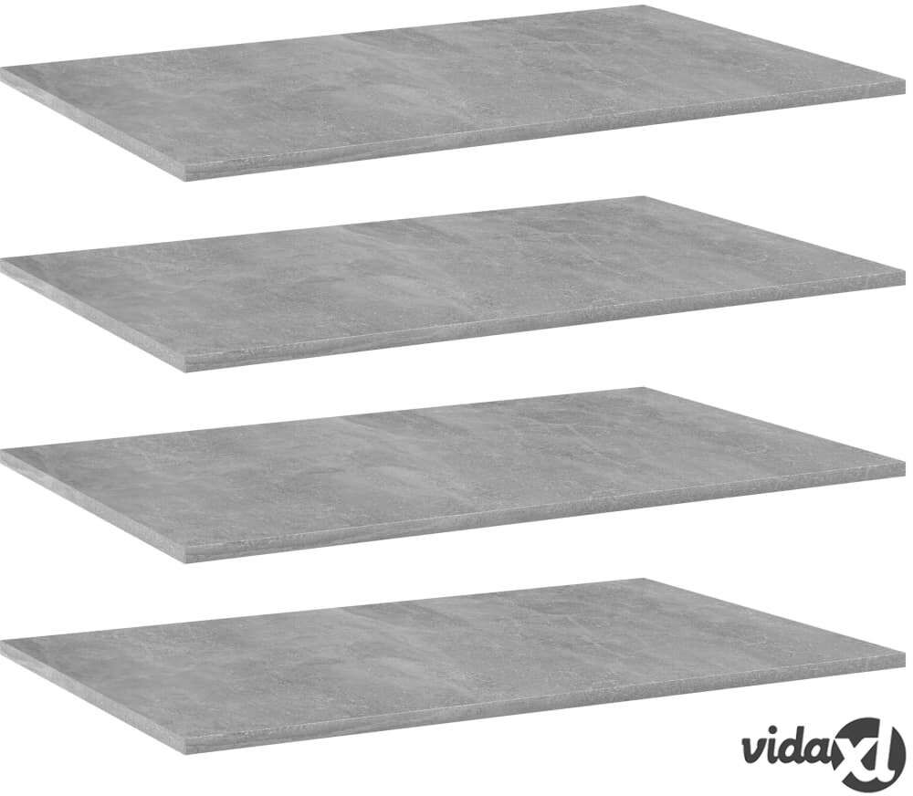 vidaXL Kirjahyllytasot 4 kpl betoninharmaa 80x50x1,5 cm lastulevy