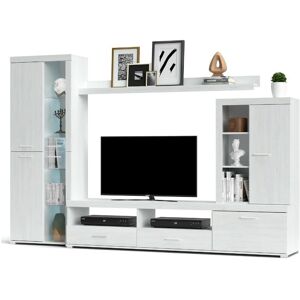 Toscohome Mur de rangement en bois 330 cm pin et blanc - Club