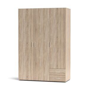Toscohome 120x177h cm armoire en bois avec trois portes et deux tiroirs couleur chêne sonoma - Seba