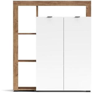 Toscohome Buffet en bois 108x126h cm chêne tabac et blanc - Nexon