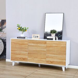 Toscohome Buffet en bois de 154 cm avec trois portes couleur chêne et cadre blanc - Moran