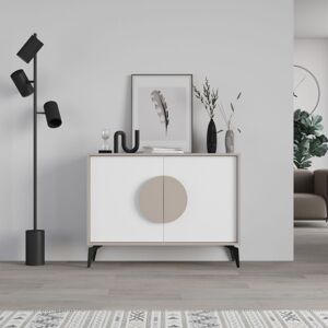 Toscohome Buffet en bois 110cm avec deux portes en gris tourterelle et blanc - Gora