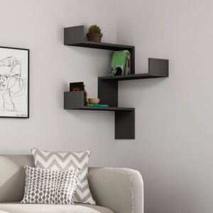 Toscohome Bibliothèque murale d'angle en bois de 60 cm couleur anthracite - Luksa