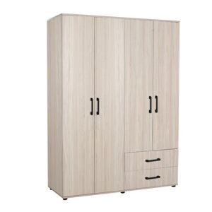 Toscohome Armoire en bois 120x170h cm avec 4 portes et 2 tiroirs coloris chêne - GRD4422023