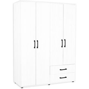 Toscohome Armoire en bois 120x170h cm avec 4 portes et 2 tiroirs blanc - GRD4422023