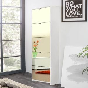 Toscohome Meuble à chaussures avec 5 portes battantes et miroir 58x177h cm blanc - Koblenz