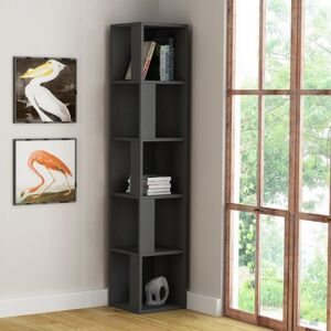 Toscohome Bibliothèque d'angle à 5 étagères couleur anthracite 31,4x158,9h cm - Top