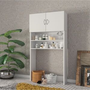 Toscohome Armoire pour lave-linge 60x180 cm avec portes et étagères couleur blanc