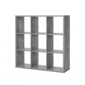 Toscohome Bibliothèque de séparation 107x107H cm en bois avec 9 cubes beton couleur - Max9