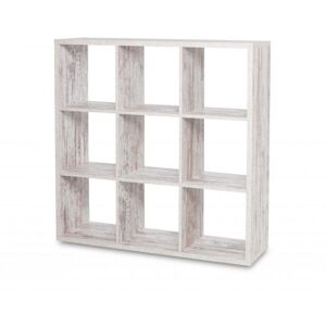 Toscohome Bibliothèque divisible en bois 107x107H cm avec 9 cubes en blanc usé - Max9