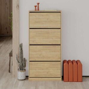 Toscohome Meuble à chaussures en bois 73 cm avec portes à rabat chêne