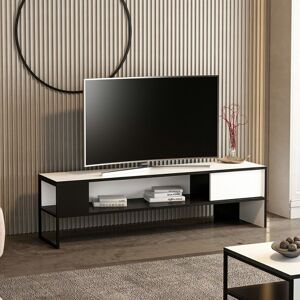 Toscohome Meuble TV 150x42h cm structure métallique coloris blanc et noir - Concordtv