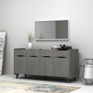 Toscohome Buffet en bois de 140 cm avec quatre portes couleur ciment - Sila