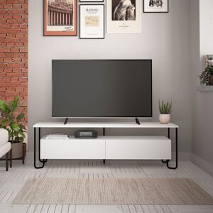 Toscohome Meuble TV 150x45h cm avec deux portes en blanc - Cornea