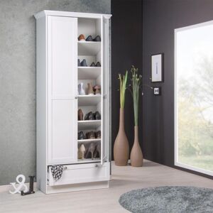 Toscohome Armoire à chaussures 80x200h cm avec deux portes et tiroir blanc - Landwood