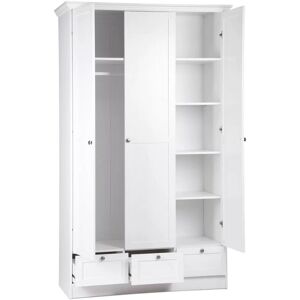 Toscohome Armoire 120x200h cm avec trois portes et trois tiroirs blanc - Landwood18